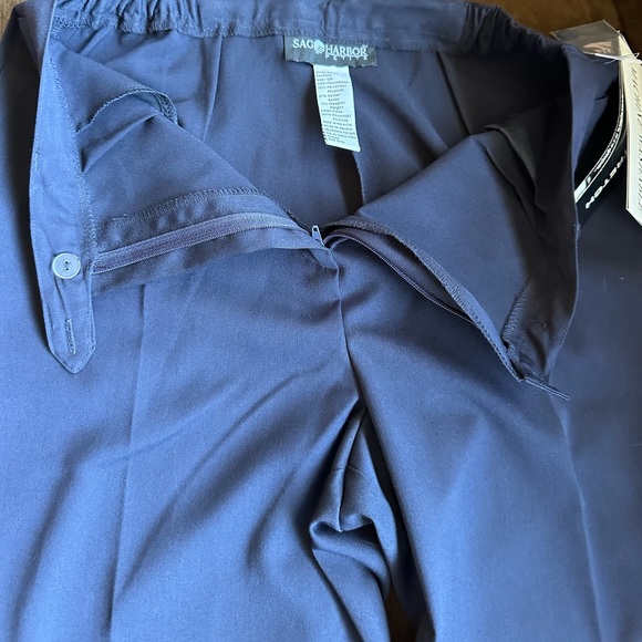 Sag Harbor NWTS Navy Blue Machine Washable Comfort Stretch Sz 12P Pleat… - Picture 7 of 15